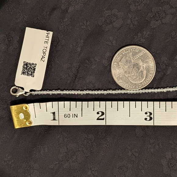 Genuine White Topaz Bracelet 2 mm Faceted White Topaz Beads 925 Sterling Silver - Picture 12 of 12